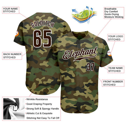 Custom Camo Brown-White Authentic Salute To Service Baseball Jersey - Sky-Custom