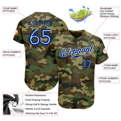 Custom Camo Royal-White Authentic Salute To Service Baseball Jersey - Sky-Custom