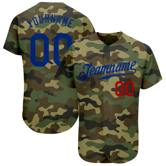 Custom Camo Royal-Red Authentic Salute To Service Baseball Jersey - Sky-Custom