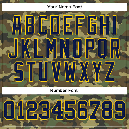 Custom Camo Navy-Gold Authentic Salute To Service Baseball Jersey - Sky-Custom
