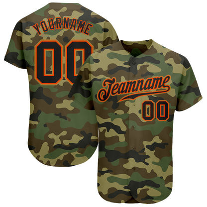 Custom Camo Black-Orange Authentic Salute To Service Baseball Jersey - Sky-Custom