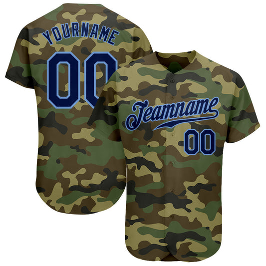 Custom Camo Navy-Powder Blue Authentic Salute To Service Baseball Jersey - Sky-Custom