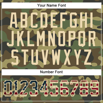 Custom Camo Vintage USA Flag-Cream Authentic Salute To Service Baseball Jersey - Sky-Custom