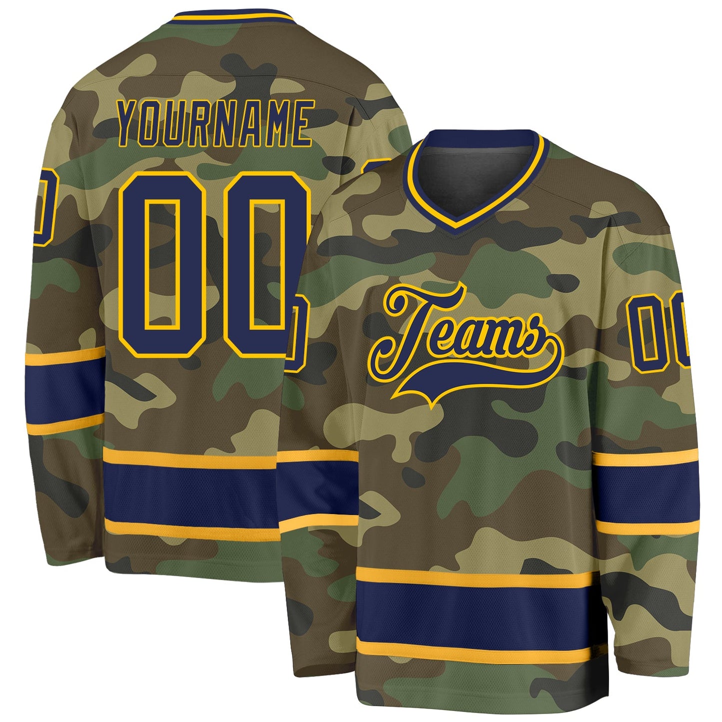 Custom Camo Navy-Gold Salute To Service Hockey Jersey - Sky-Custom