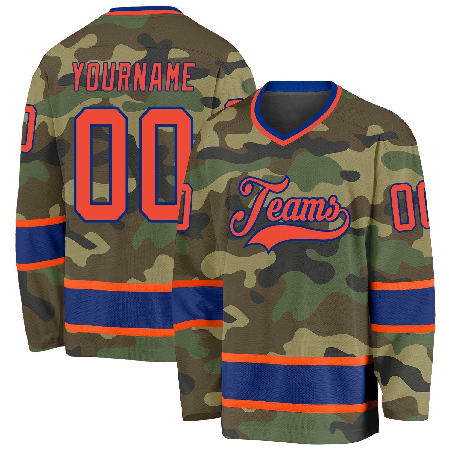 Custom Camo Orange-Royal Salute To Service Hockey Jersey - Sky-Custom