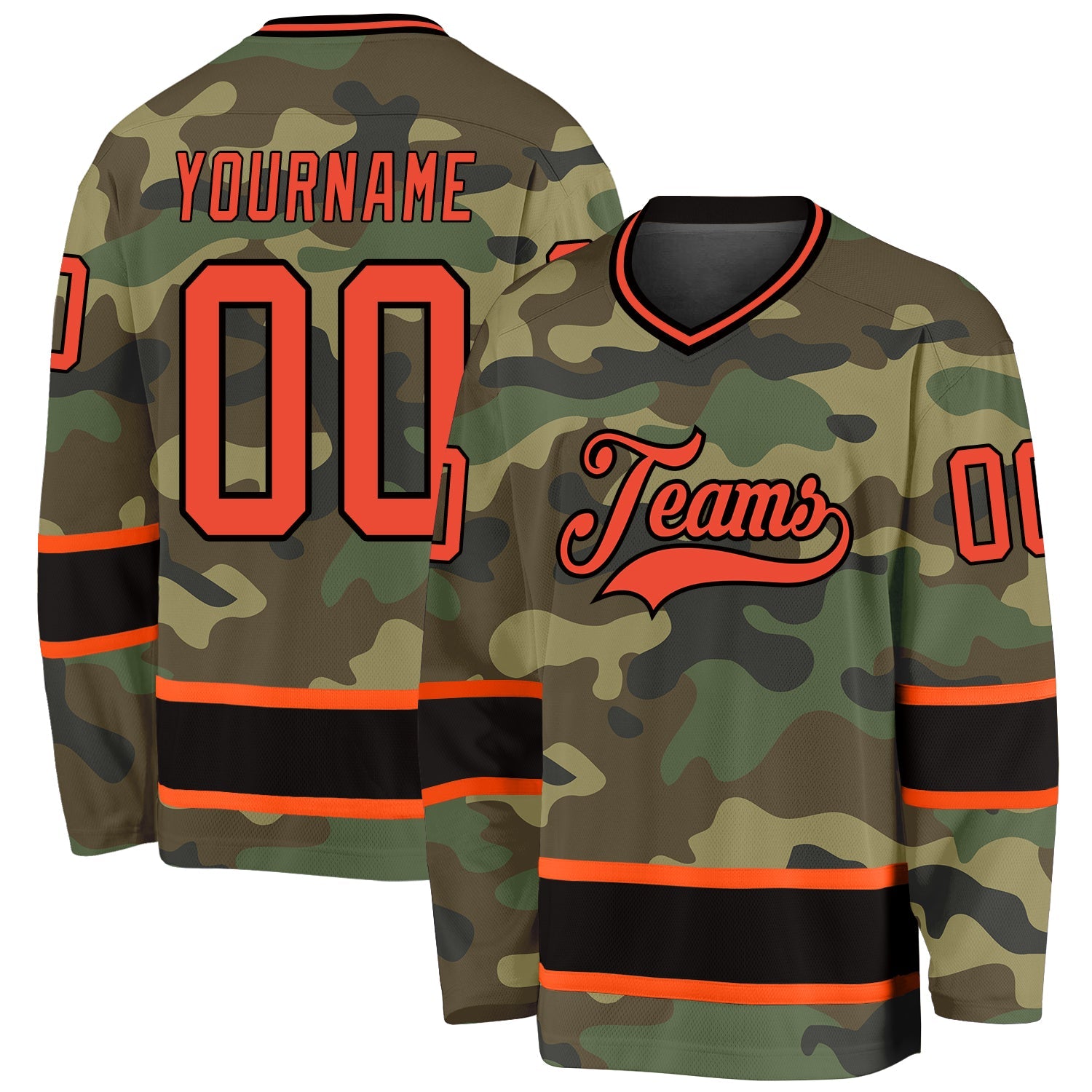 Custom Camo Orange-Black Salute To Service Hockey Jersey - Sky-Custom