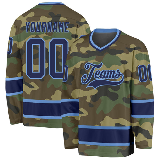 Custom Camo Navy-Light Blue Salute To Service Hockey Jersey - Sky-Custom
