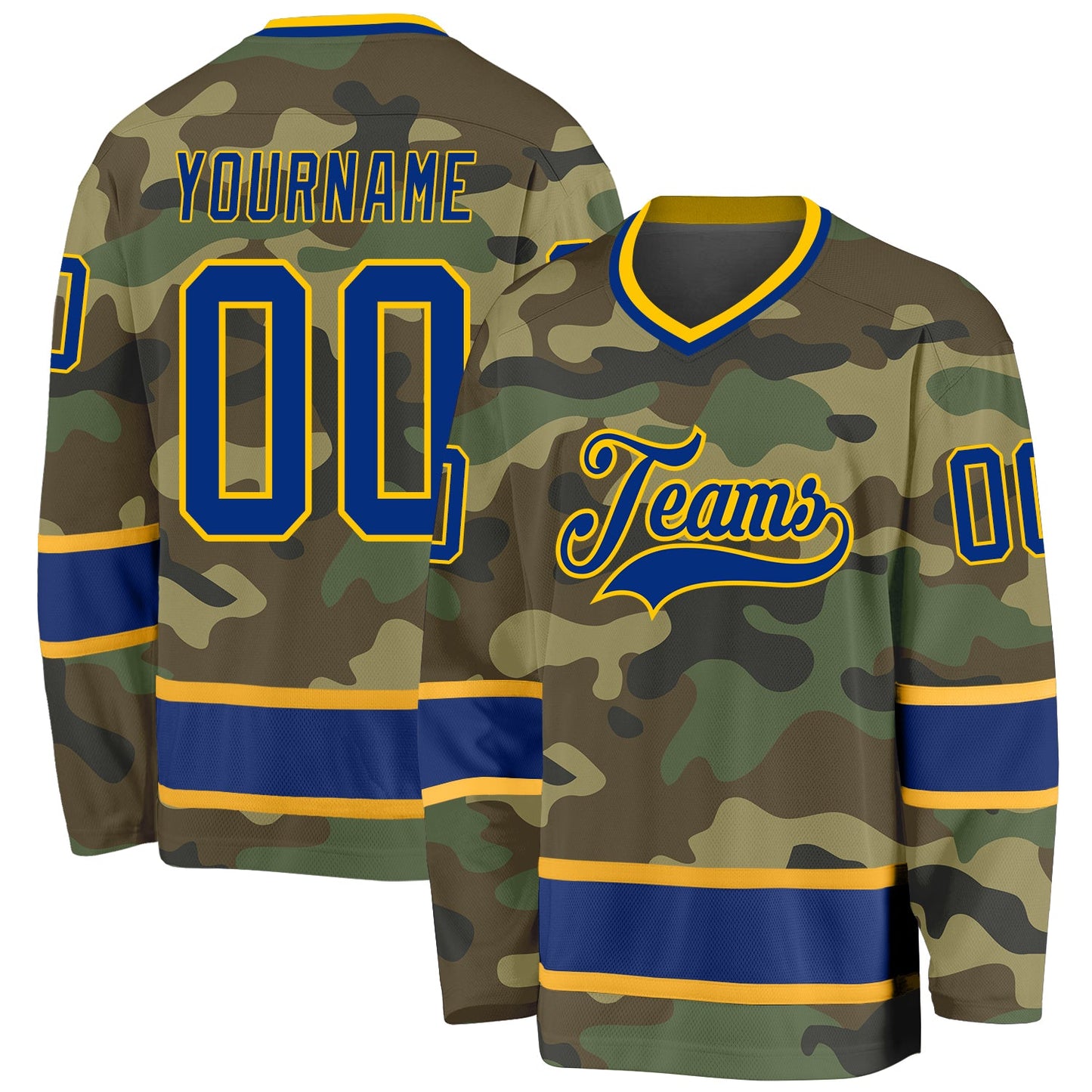 Custom Camo Royal-Gold Salute To Service Hockey Jersey - Sky-Custom