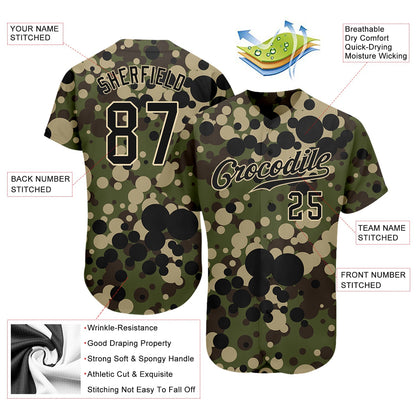 Custom Camo Black-Cream Authentic Salute To Service Baseball Jersey - Sky-Custom