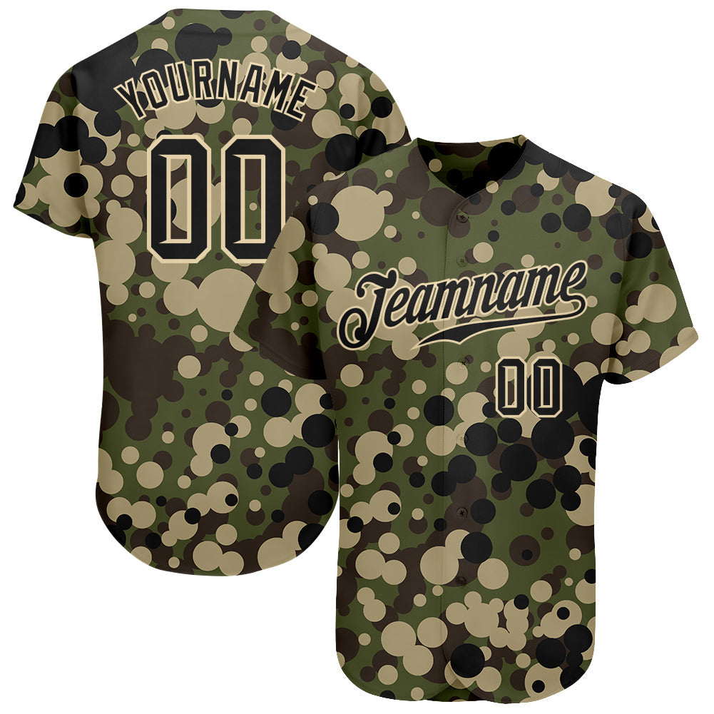 Custom Camo Black-Cream Authentic Salute To Service Baseball Jersey - Sky-Custom