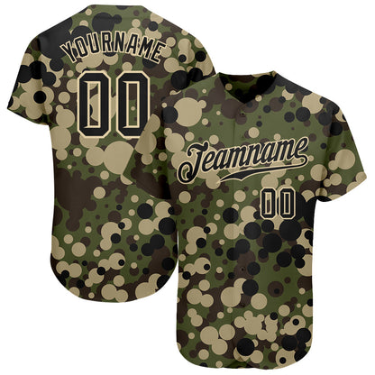 Custom Camo Black-Cream Authentic Salute To Service Baseball Jersey - Sky-Custom
