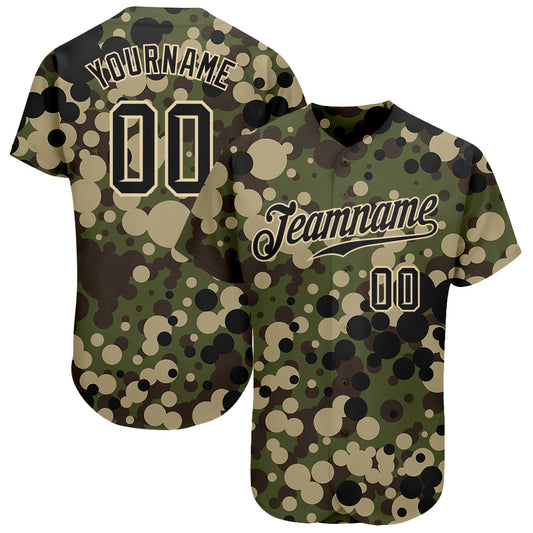 Custom Camo Black-Cream Authentic Salute To Service Baseball Jersey - Sky-Custom