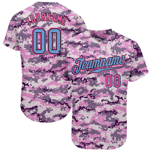 Custom Camo Light Blue-Pink Authentic Salute To Service Baseball Jersey - Sky-Custom