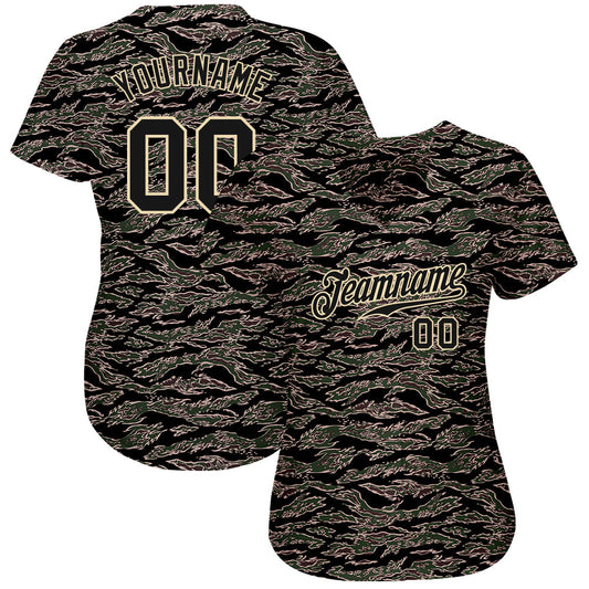 Custom Camo Black-Cream Authentic Salute To Service Baseball Jersey - Sky-Custom