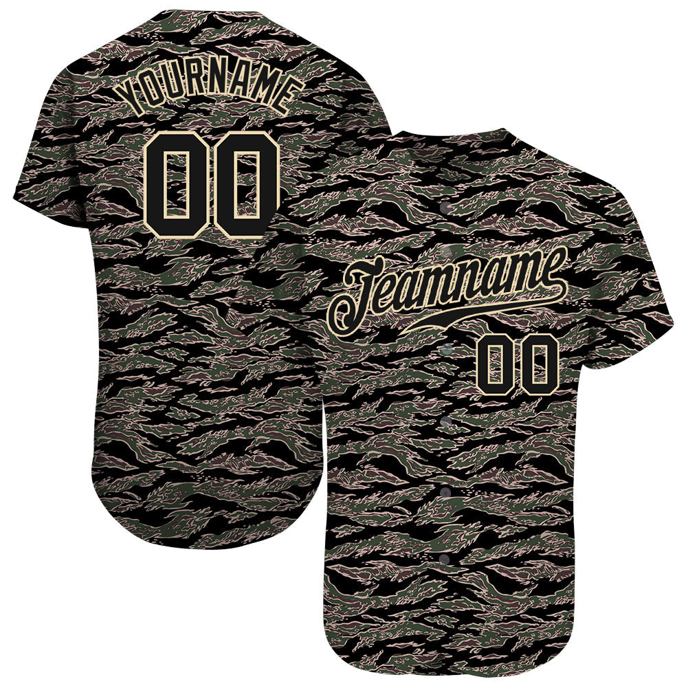 Custom Camo Black-Cream Authentic Salute To Service Baseball Jersey - Sky-Custom