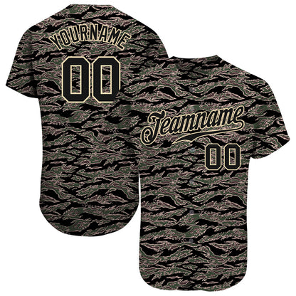 Custom Camo Black-Cream Authentic Salute To Service Baseball Jersey - Sky-Custom