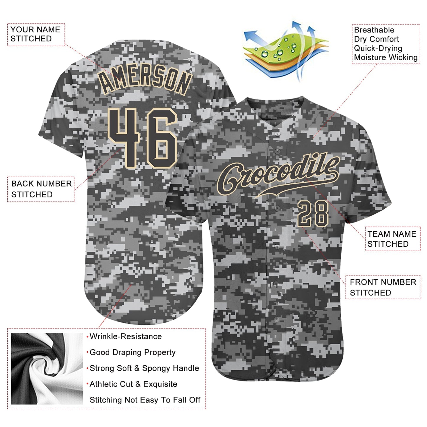 Custom Camo Steel Gray-Cream Authentic Salute To Service Baseball Jersey - Sky-Custom