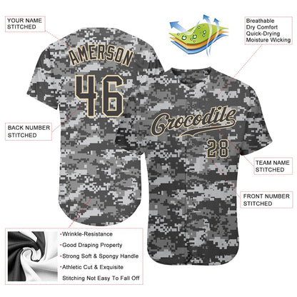 Custom Camo Steel Gray-Cream Authentic Salute To Service Baseball Jersey - Sky-Custom