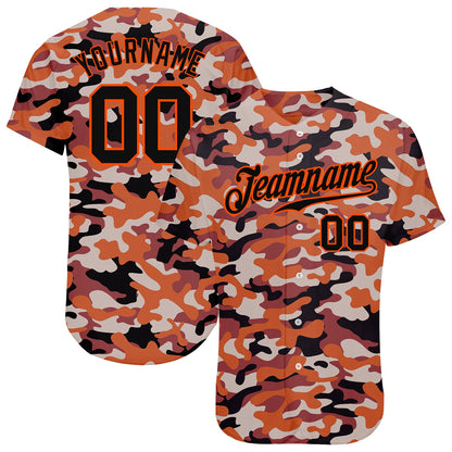 Custom Camo Black-Orange Authentic Salute To Service Baseball Jersey - Sky-Custom