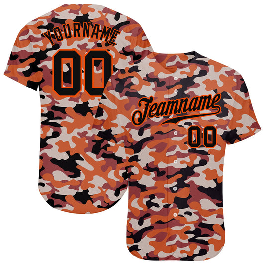 Custom Camo Black-Orange Authentic Salute To Service Baseball Jersey - Sky-Custom