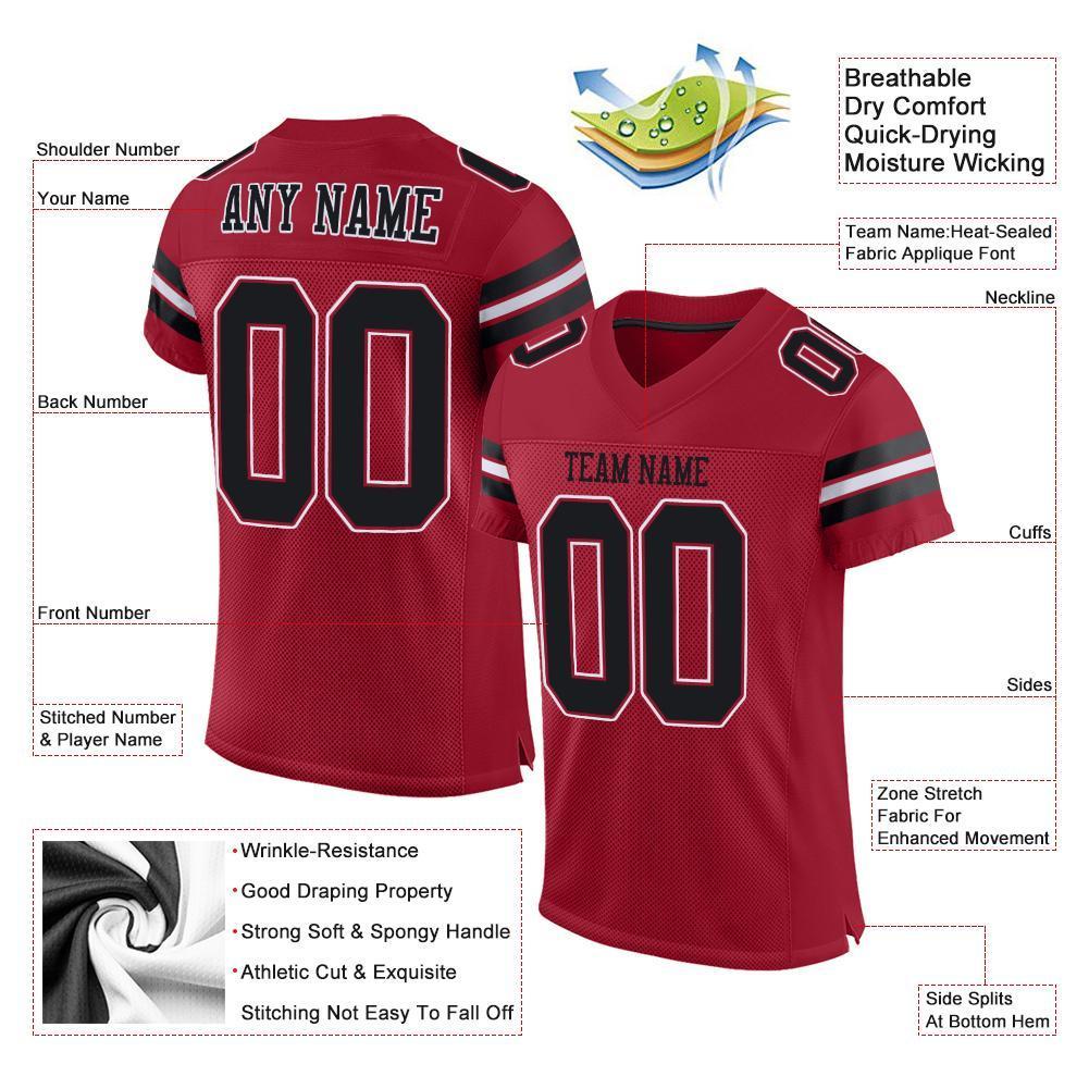 Custom Cardinal Black-White Mesh Authentic Football Jersey - Sky-Custom