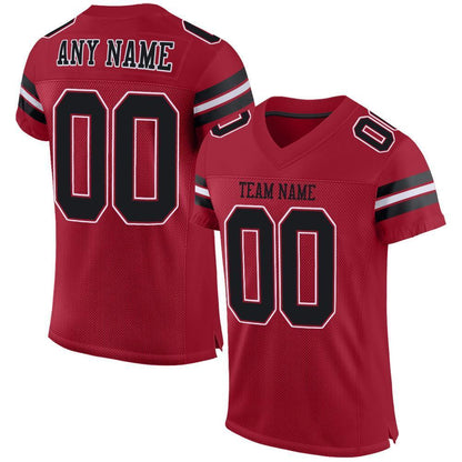 Custom Cardinal Black-White Mesh Authentic Football Jersey - Sky-Custom