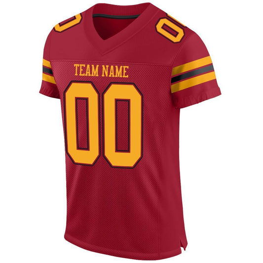 Custom Cardinal Gold-Black Mesh Authentic Football Jersey - Sky-Custom