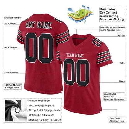 Custom Cardinal Black-White Mesh Authentic Football Jersey - Sky-Custom