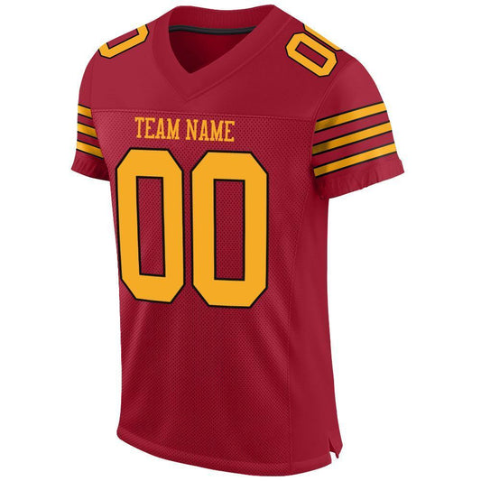 Custom Cardinal Gold-Black Mesh Authentic Football Jersey - Sky-Custom