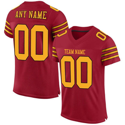 Custom Cardinal Gold-Black Mesh Authentic Football Jersey - Sky-Custom