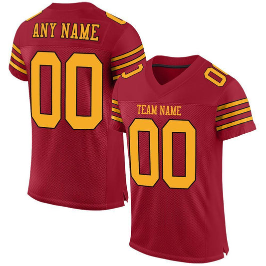 Custom Cardinal Gold-Black Mesh Authentic Football Jersey - Sky-Custom