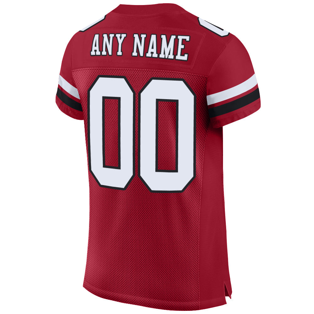 Custom Cardinal White-Black Mesh Authentic Football Jersey - Sky-Custom