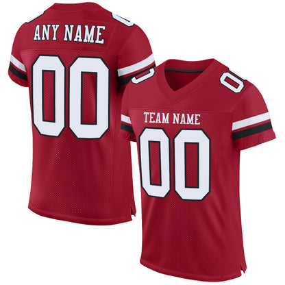Custom Cardinal White-Black Mesh Authentic Football Jersey - Sky-Custom
