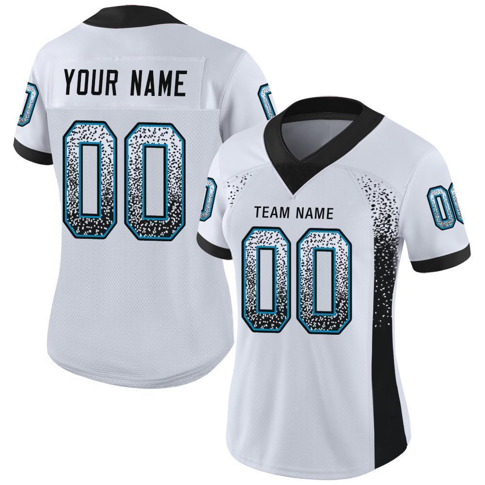 Custom White Black-Panther Blue Mesh Drift Fashion Football Jersey - Sky-Custom