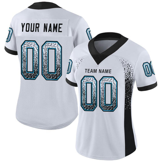 Custom White Black-Panther Blue Mesh Drift Fashion Football Jersey - Sky-Custom
