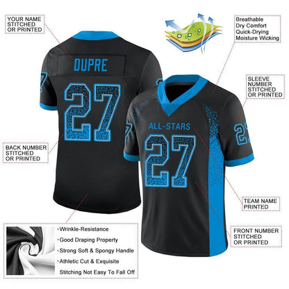 Custom Black Panther Blue-Gray Mesh Drift Fashion Football Jersey - Sky-Custom