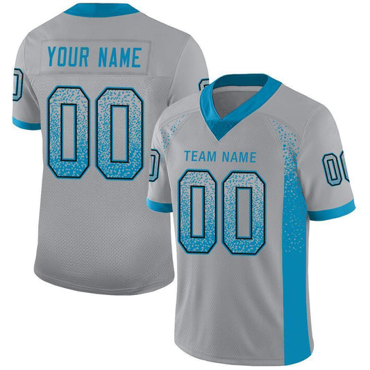 Custom Light Gray Panther Blue-Black Mesh Drift Fashion Football Jersey - Sky-Custom