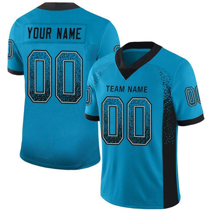 Custom Panther Blue Black-Gray Mesh Drift Fashion Football Jersey - Sky-Custom