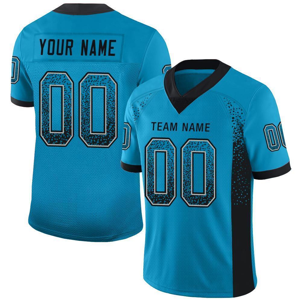 Custom Panther Blue Black-Gray Mesh Drift Fashion Football Jersey - Sky-Custom