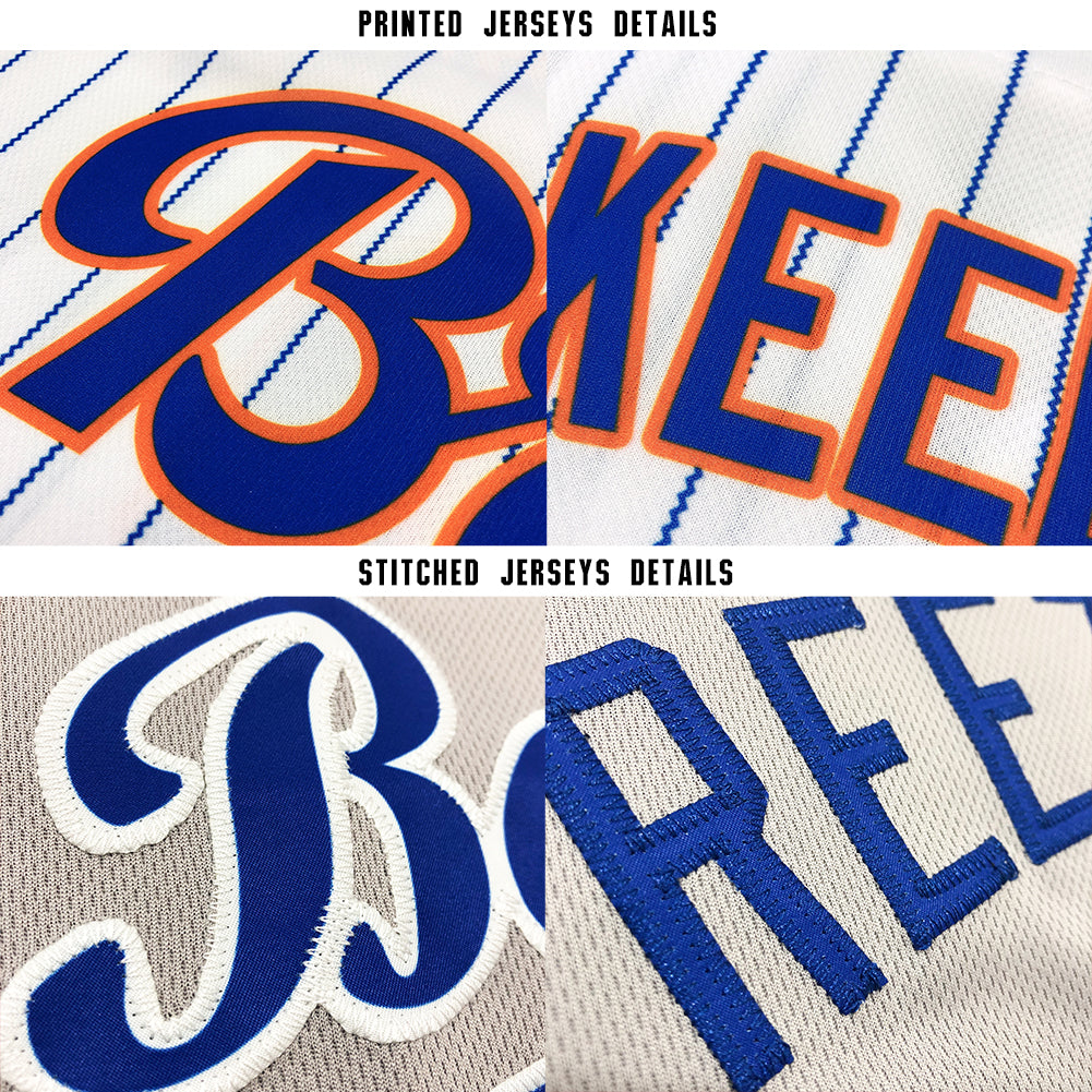 Custom White Royal Pinstripe Royal-Red Baseball Jersey - Sky-Custom