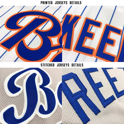 Custom White Royal Pinstripe Royal-Red Baseball Jersey - Sky-Custom