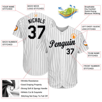 Custom White Black Pinstripe Black-Gray Baseball Jersey - Sky-Custom
