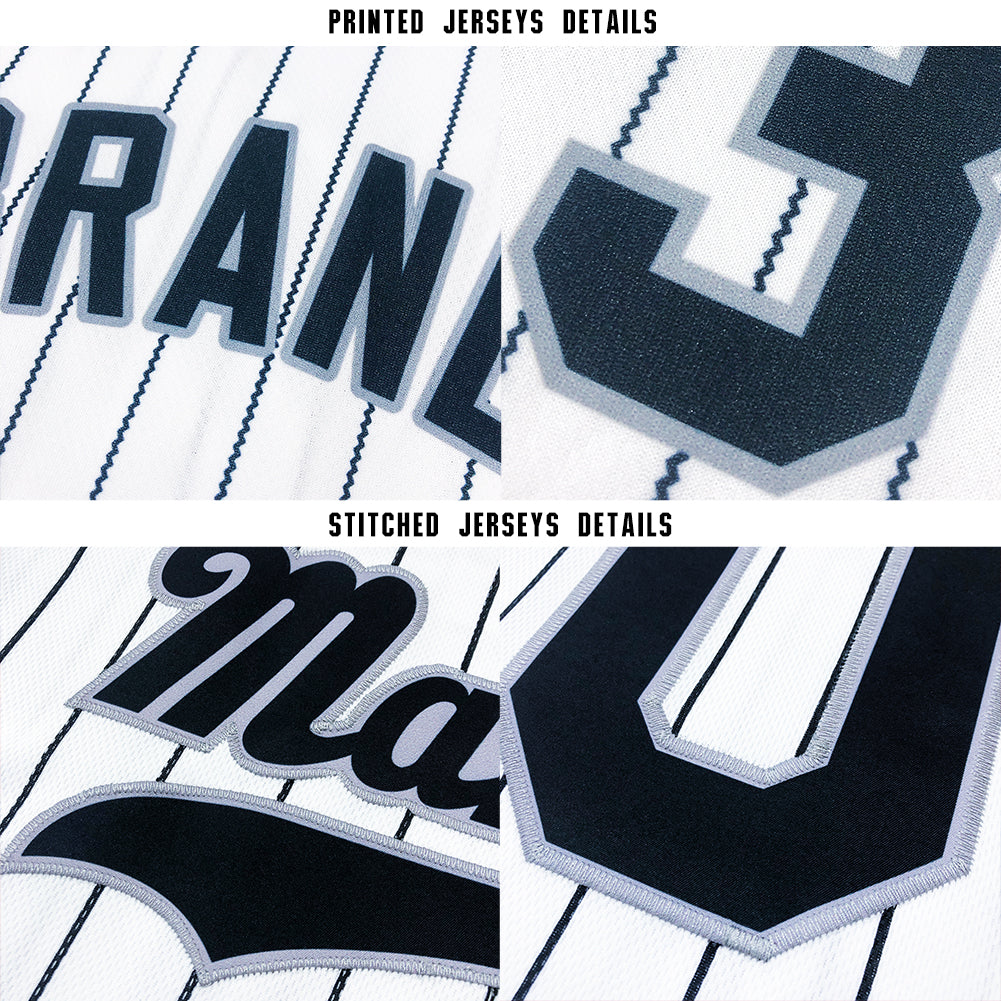 Custom White Black Pinstripe Black-Gray Baseball Jersey - Sky-Custom