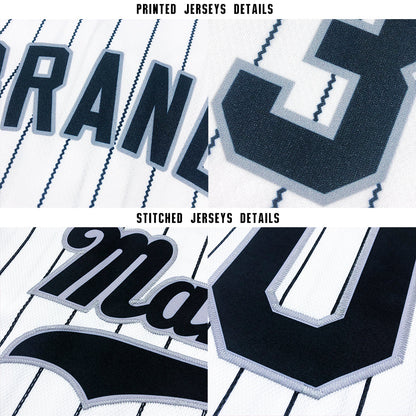 Custom White Black Pinstripe Black-Gray Baseball Jersey - Sky-Custom