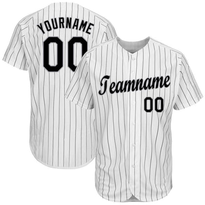 Custom White Black Pinstripe Black-Gray Baseball Jersey - Sky-Custom
