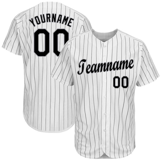 Custom White Black Pinstripe Black-Gray Baseball Jersey - Sky-Custom