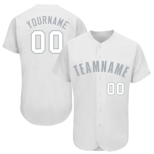 Custom White Gray Baseball Jersey - Sky-Custom