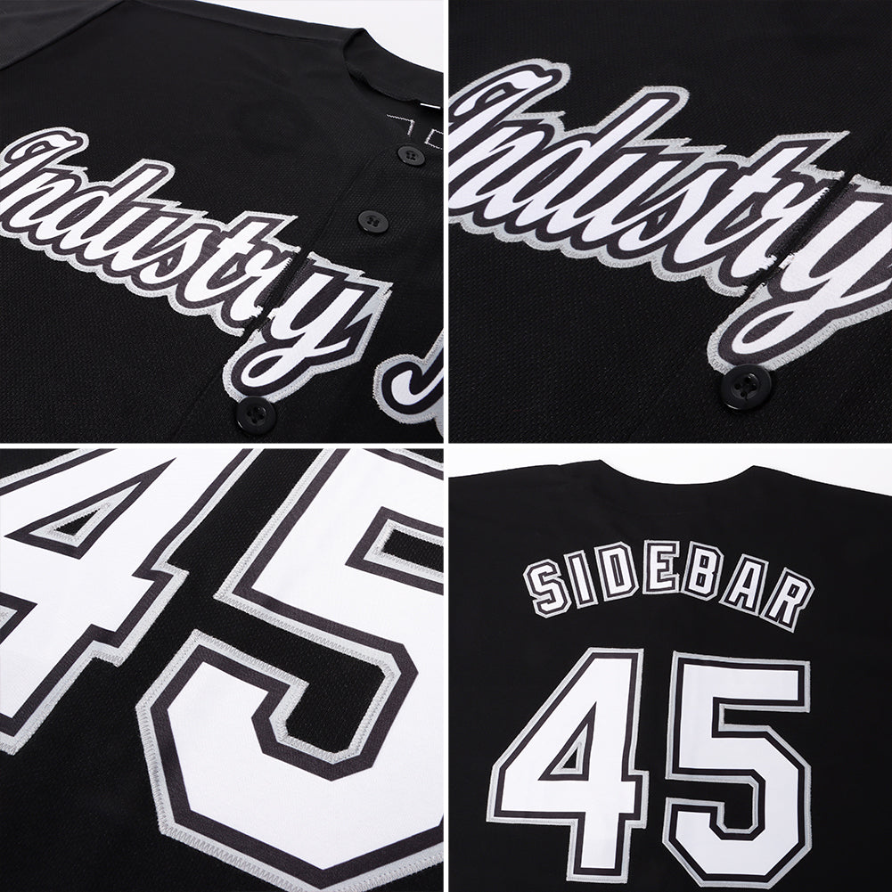 Custom Black White-Gray Baseball Jersey - Sky-Custom