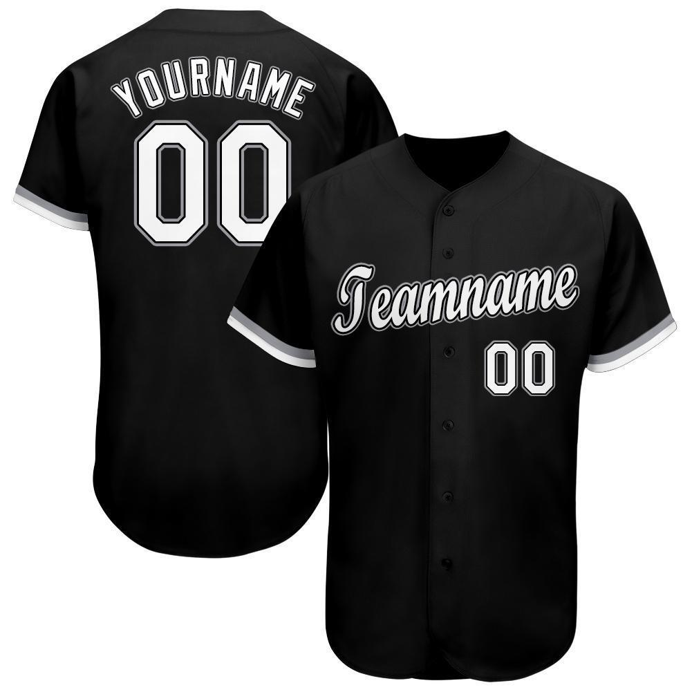 Custom Black White-Gray Baseball Jersey - Sky-Custom
