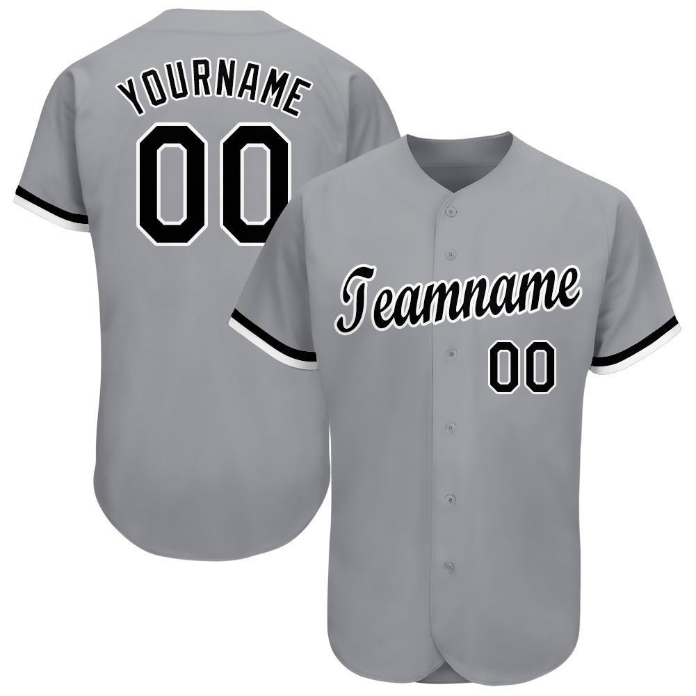 Custom Gray Black-White Baseball Jersey - Sky-Custom